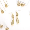 thumbnail image 3 of Humble Chic Gold Druzy Drop Dangles - Long Double Teardrop Earrings for Women, 3 of 10