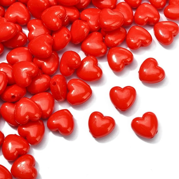 100 Pcs Red Heart Acrylic Beads Acrylic Sweet Heart Pony Beads Mini Heart Spacer Beads for DIY Jewelry Making Crafts