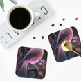 thumbnail image 4 of Picia Bird6 Printed Leather Coasters for Drinks, 4" Drink Coasters Set of 4 for Tabletop Protection, Handmade Luxurious Home Décor and Housewarming Gift -Square, 4 of 6
