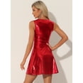 thumbnail image 4 of Vestido acampanado holográfico Allegra K Clubwear para mujer Rojo S, 4 of 5