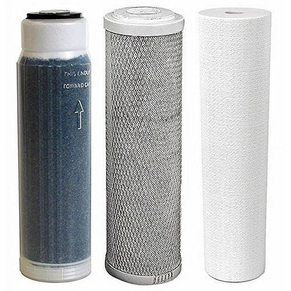 Compatible to Aquatic Life Reverse Osmosis Deionization (RODI) 10" Filter Kit (Sediment Cartridge, Carbon Cartridge, Color Indicating DI Cartridge filled with Resintech MBD-30 Nuclear Grade Resin)