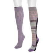MUK LUKS Womens Regular Width Compression Cotton Knee-High Socks, 2-Pack, Shoe Size 6-10