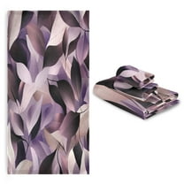 3 Pack Towel Set with Bath Towels, Hand Towels & Washcloths for Everyday Use Purple Abstract Leaves