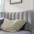 thumbnail image 3 of Full Size Upholstered Platform Bed Frame with Vertical Channel Tufted Headboard, Modern Linen Fabric Full Bed Frames with Wood Slats Support,No Box Spring Needed,Gray, 3 of 8