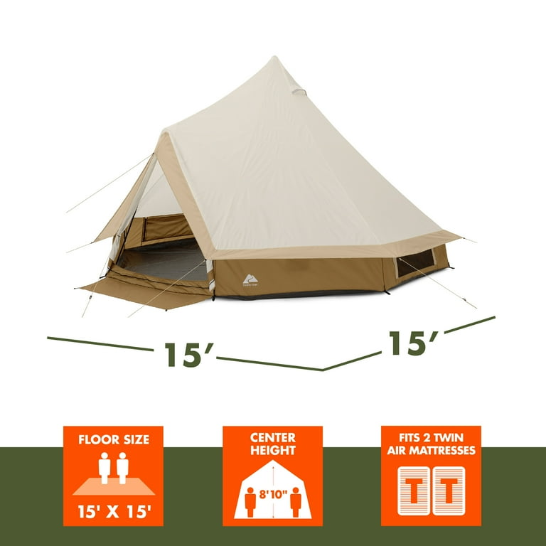Ozark Trail 15' x 15' 8-Person Glamping Bell Tent with String Lights, 22.57 lbs Ozark Trail 15' x 15' 8-Person Glamping Bell Tent with String Lights, 22.57 lbs