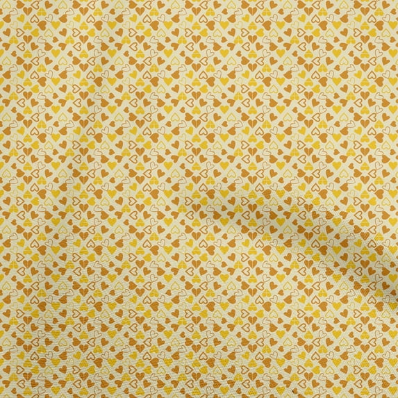 oneOone Cotton Poplin Dark Mustard Fabric Hearts Print Sewing Craft Projects Fabric Prints By Yard 56 Inch Wide