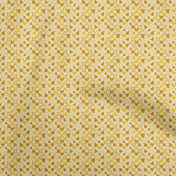 oneOone Cotton Cambric Dark Mustard Fabric Hearts Print Fabric For Sewing Printed Craft Fabric By The Yard 56 Inch Wide