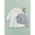 thumbnail image 2 of Qiylii Girls Solid Color Long Sleeve Round Neck Sweatshirt + Lapel Shirt Dress, 2 of 8