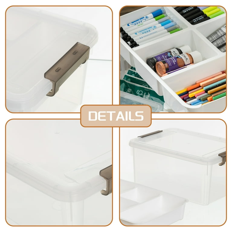 Citylife 17 Qt Bins with Lids - 5 Grid Tray Craft & Toy Organizer