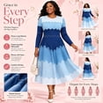 thumbnail image 5 of Bouncy Dress for Women Church, Pearl Midi Dress with Gradient Print, Elegant 3/4 Sleeve A-Line Swing Dress for Party, Wedding Guest & Special Occasions, 5 of 5