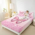 thumbnail image 4 of jejeloiu Cartoon Leopard Pattern Twin Sheet Sets,Cute Butterfly Twin Fitted Sheet,Pink Glitter Print Flat Sheet For Kids,Ultra Soft Home Decor,3 Pieces, 4 of 7