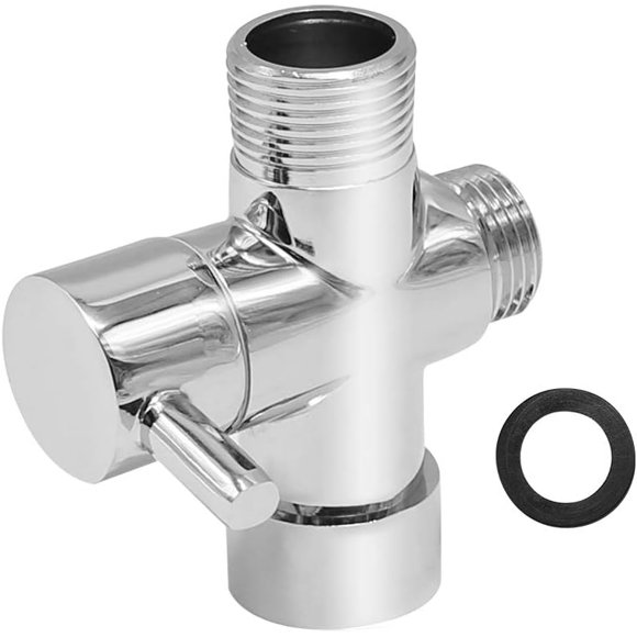 Adaptateur en T 7/8 Pouces avec Valve d'Arrêt, Connecteur T en Métal à 3 Voies, Adaptateur en T pour Bidet 7/8 Pouces X 7/8 Pouces X 1/2 Pouces, Remplacement pour Bidets Luxe Neo, Fini Chrome
