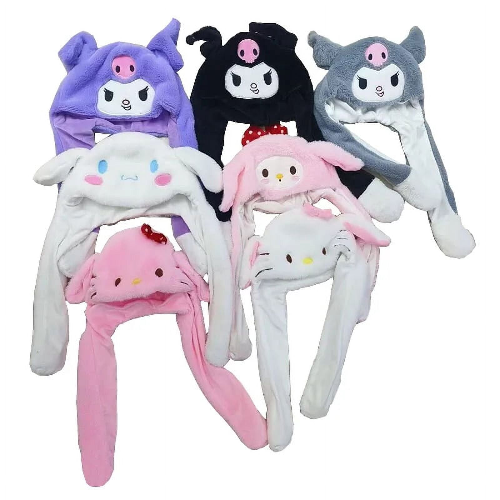 LED Light Sanrioed Kuromi Cinnamoroll Kitty Glowing Plush Ear Move Hat Anime Cartoon Jumping up Ear Novetly Cap Gift for Kids