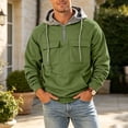 thumbnail image 4 of Sweatshirts for Men Hooded Quarter Zip Loose Pullover Winter Casual Patchwork Long Sleeve Sweatshirt with Pockets Daily Casual Athletic Wear, 4 of 7