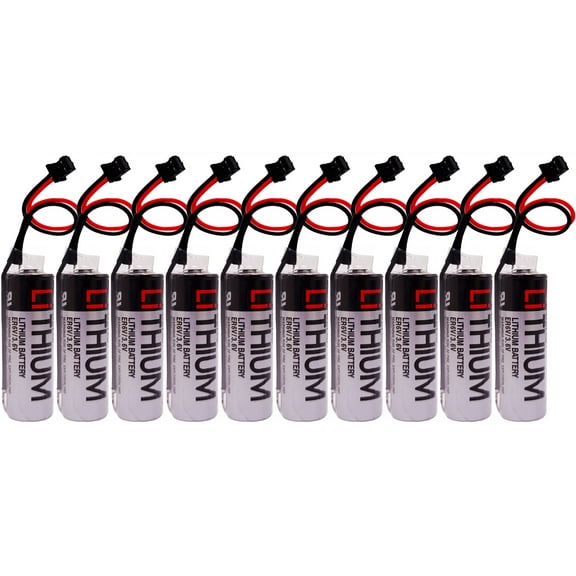 10 PCS ER6V/3.6V ER6VC119A/119B PLC Battery for PLC M70 3.6V 2400mAh Lithium Battery with Black Plug