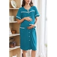 thumbnail image 3 of Ekouaer Nightgowns for Women Hospital Gown with Pockets Button Down Sleep Shirt Short Sleeve Sleepwear Pajama Loungewear, 3 of 5