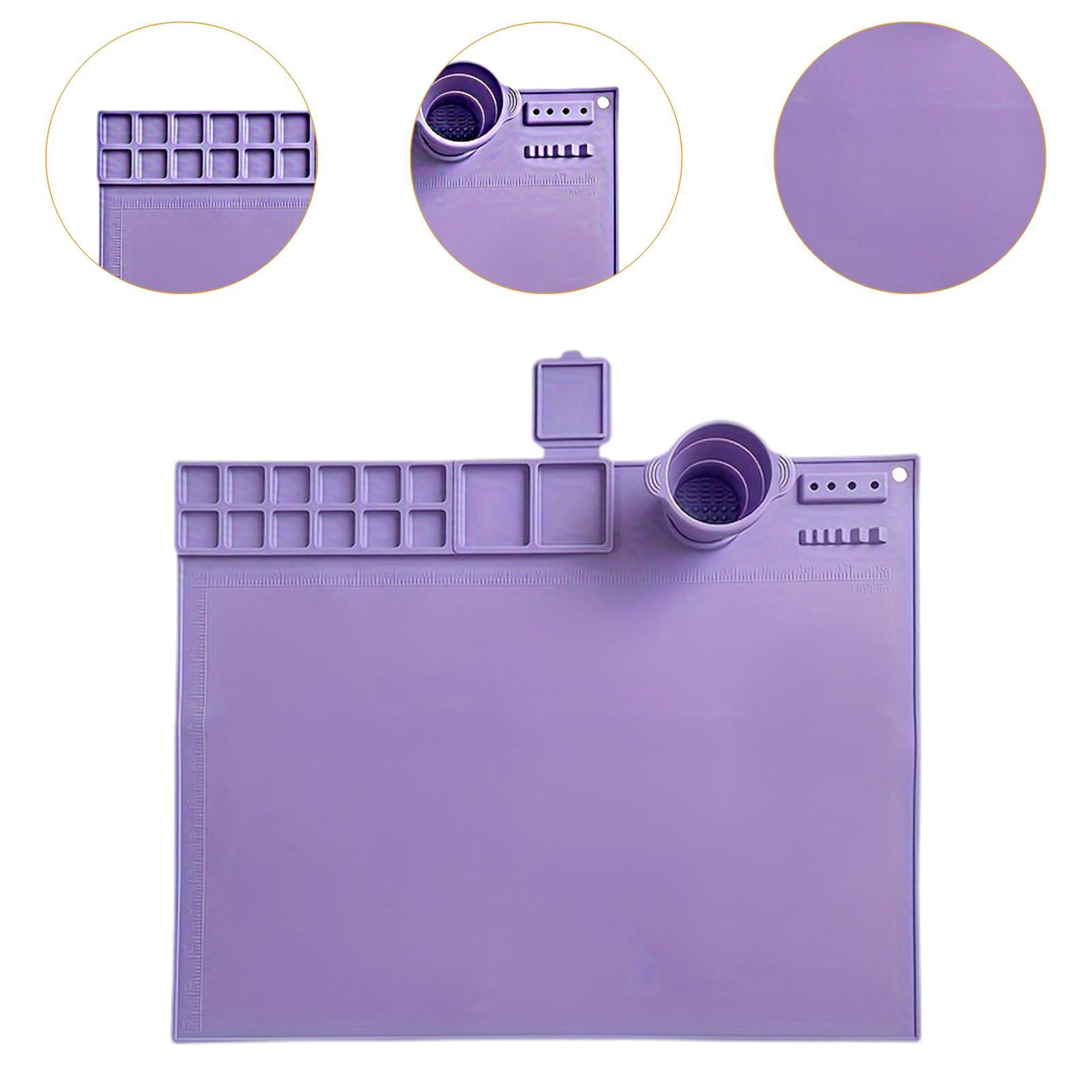 QccHieUs Silicone Painting Mat Artist Mat Multipurpose Easy to Clean Washable Drawing Mat Violet