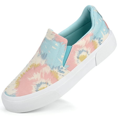 JENN ARDOR Women s Canvas Shoes Low Top Classic Slip-On Round Toe Lightweight Comfort Fashion Sneakers Flats for Walking