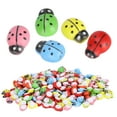 thumbnail image 3 of BOKYAN 300Pcs Wooden Ladybugs Landscape Simulation Tiny Crafts Scrapbooking DIY Decoration Accessories, 0.4 x 0.3 inches / 10 x 8mm Mini Beetle Embellishments Pack, 3 of 12