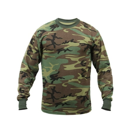 Men's Long Sleeve T-Shirt Woodland Camo - Size 2XL