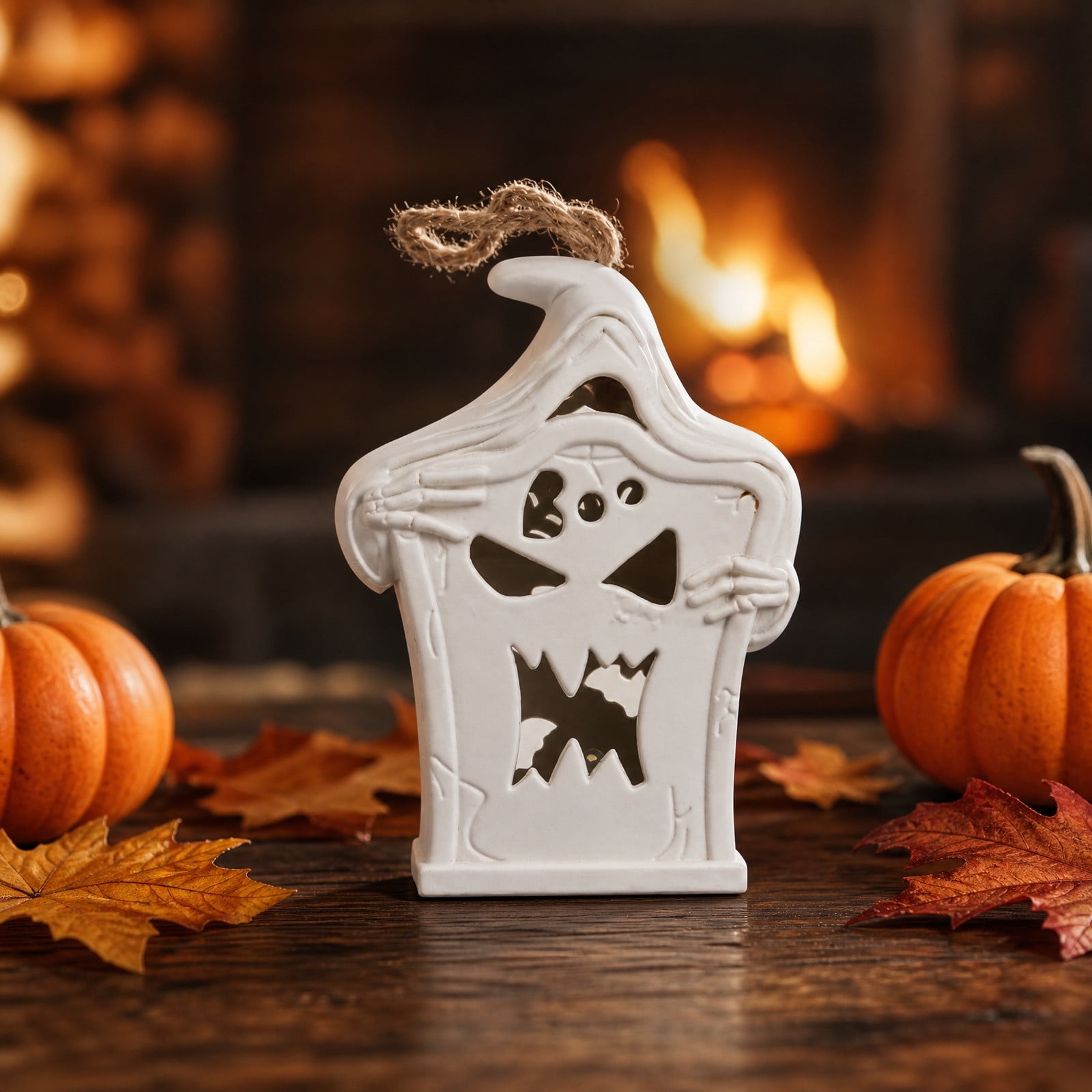 Halloween Decorations Pumpkin Decor LED Skull Lamp with Ghost Design Spooky Horror Prop for Halloween Party Home Yard and Indoor Outdoor Festival Decoration