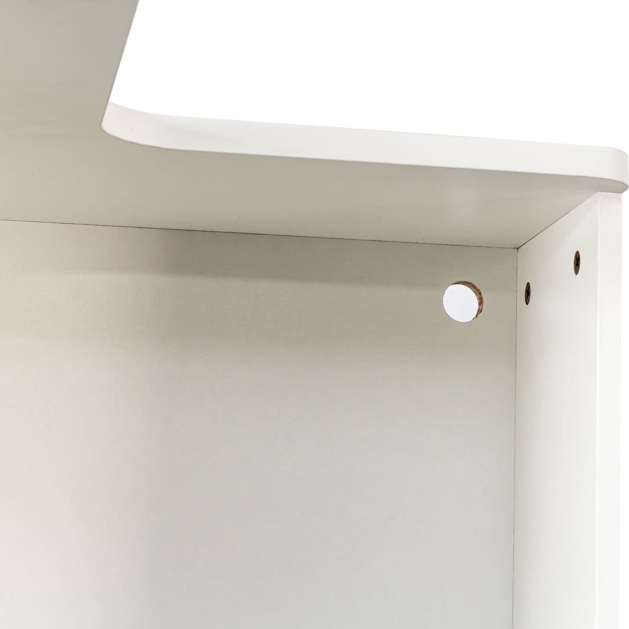 Noble House 68.9" Corner Bookshelf, 5-Tier L-Shaped Bookcase with Baffle & LED Lights, Space-Saving Design, White