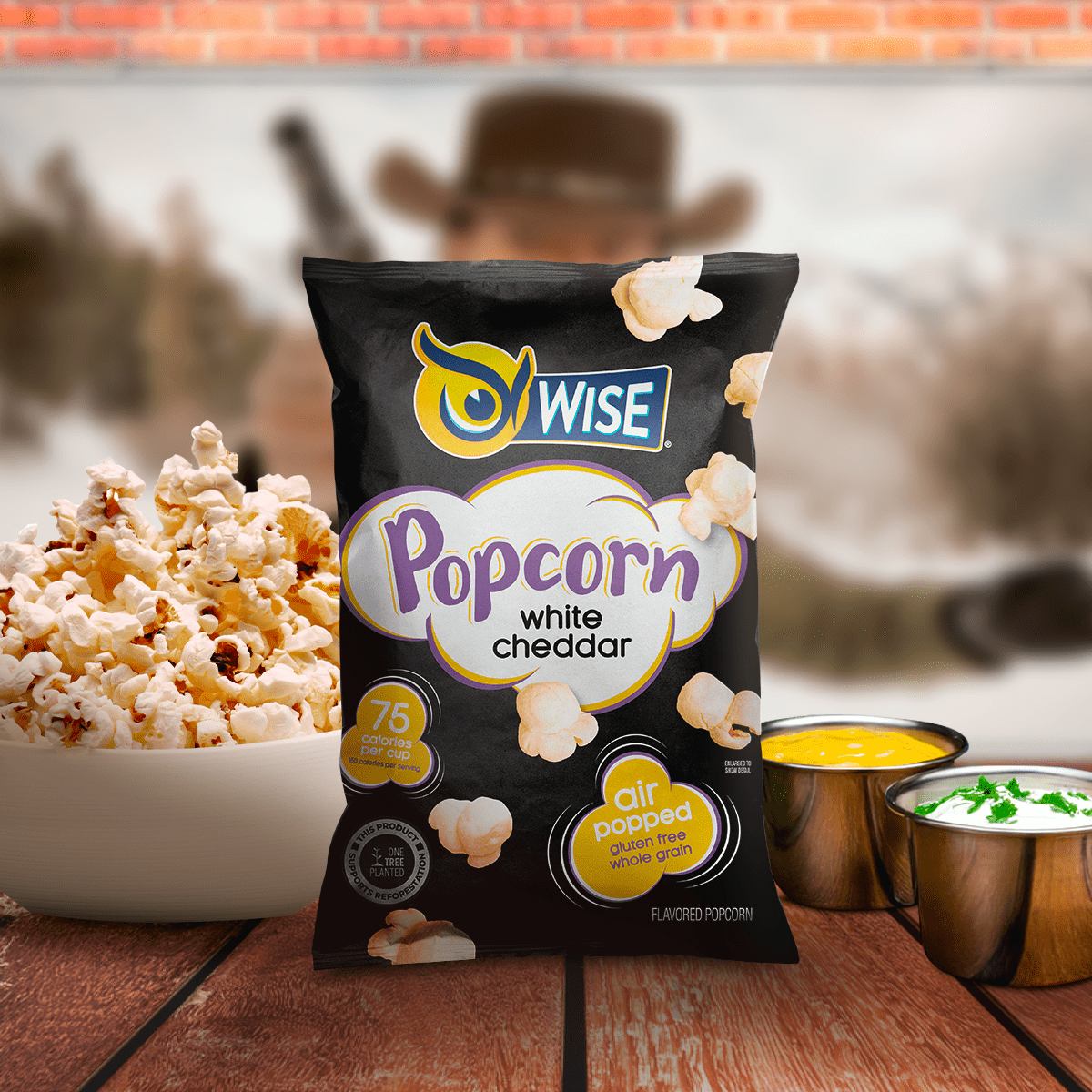 Wise Snacks White Cheddar Popcorn, 0.625 Ounce (42 count), Air Popped Individual Snack Size Bags Healthy Popcorn Snacks, School and Halloween Snacks for Kids, Gluten Free