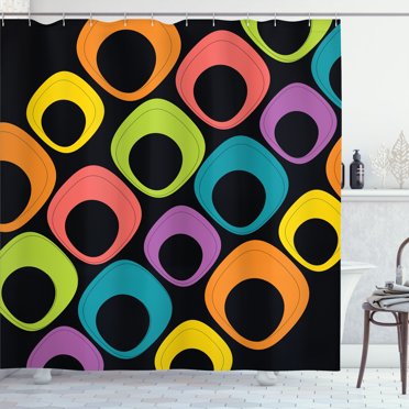 Ambesonne Psychedelic Shower Curtain, Colorful Oval Motifs, 69"Wx70"L, Multicolor