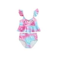 thumbnail image 1 of Fortune 3-8 Years Little Girls Swimsuits 2 Piece Cartoon Animal Print Swimwear Ruffled Tops Briefs, 1 of 9