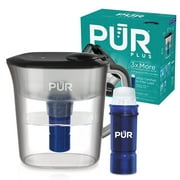 PUR PLUS 7 Cup Water Pitcher with Lead Reducing Filter, W 9.6" x H 10.1" x L 4.5", Smoke, PPT711BA