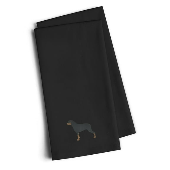 Rottweiler Black Embroidered Towel Set of 2
