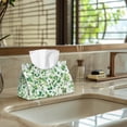 thumbnail image 5 of COEQINE Tissue Box Cover Organizer PU Leather Rectangle Facial Paper Holder Paper Tissue Holder for Bedroom Dresser, Tabletop, Dinner Table, Office Desk, Green Leaf, 5 of 7