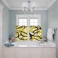 thumbnail image 3 of 2 Panels Kitchen Tier Curtains 39 Inch Length, Yellow Geometric Grommets Window Treatment Curtain, Farmhouse Abstract Black White Striped Thermal Curtains Drapes for Living Room/Bathroom, 3 of 9