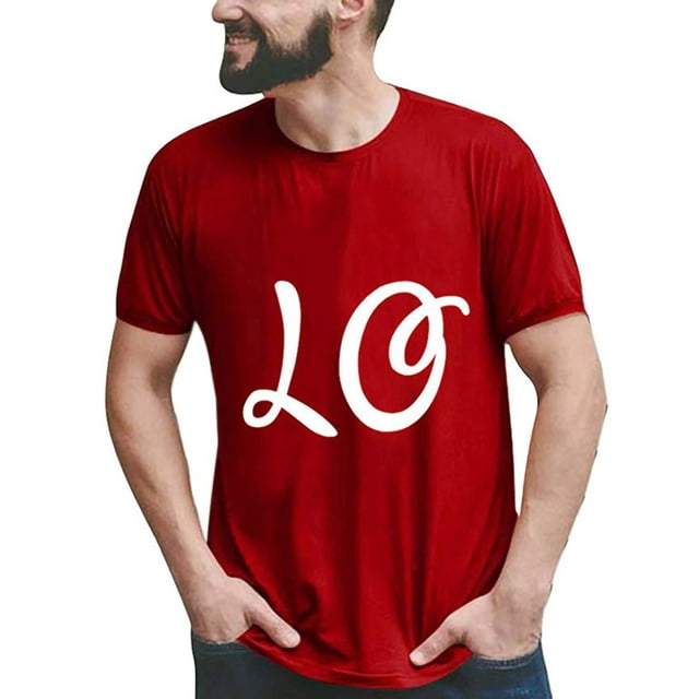 Bellella Hauts pour Hommes Blouse à Manches Courtes T-Shirt de la Saint-Valentin T-Shirt Décontracté à Col Rond Femmes Hommes Rouge m