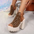 thumbnail image 3 of Pandaie High Heels for Women Ankle Buckle Strap Slingback Platform Heeled Sandals 4.33 Inch Leopard Print Ladies Dressy Pumps (Brown,6), 3 of 8