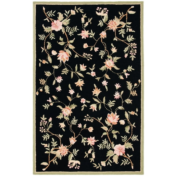 SAFAVIEH Chelsea Beryl Bordered Wool Area Rug, Black, 9' x 12'