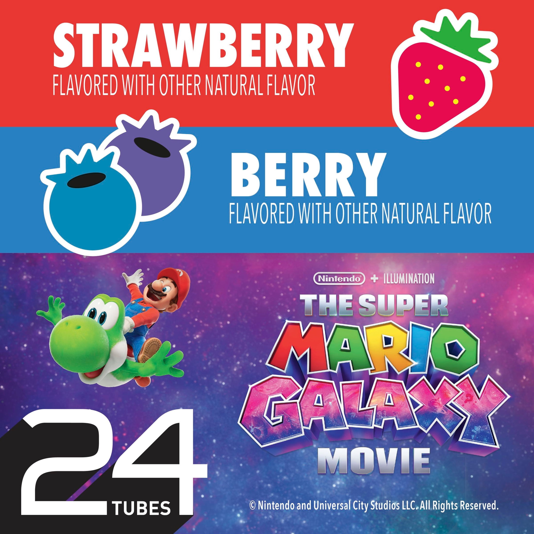 Go-GURT The Super Mario Galaxy Movie, Strawberry and Berry Yogurt Tubes, 24 Count, 48 oz