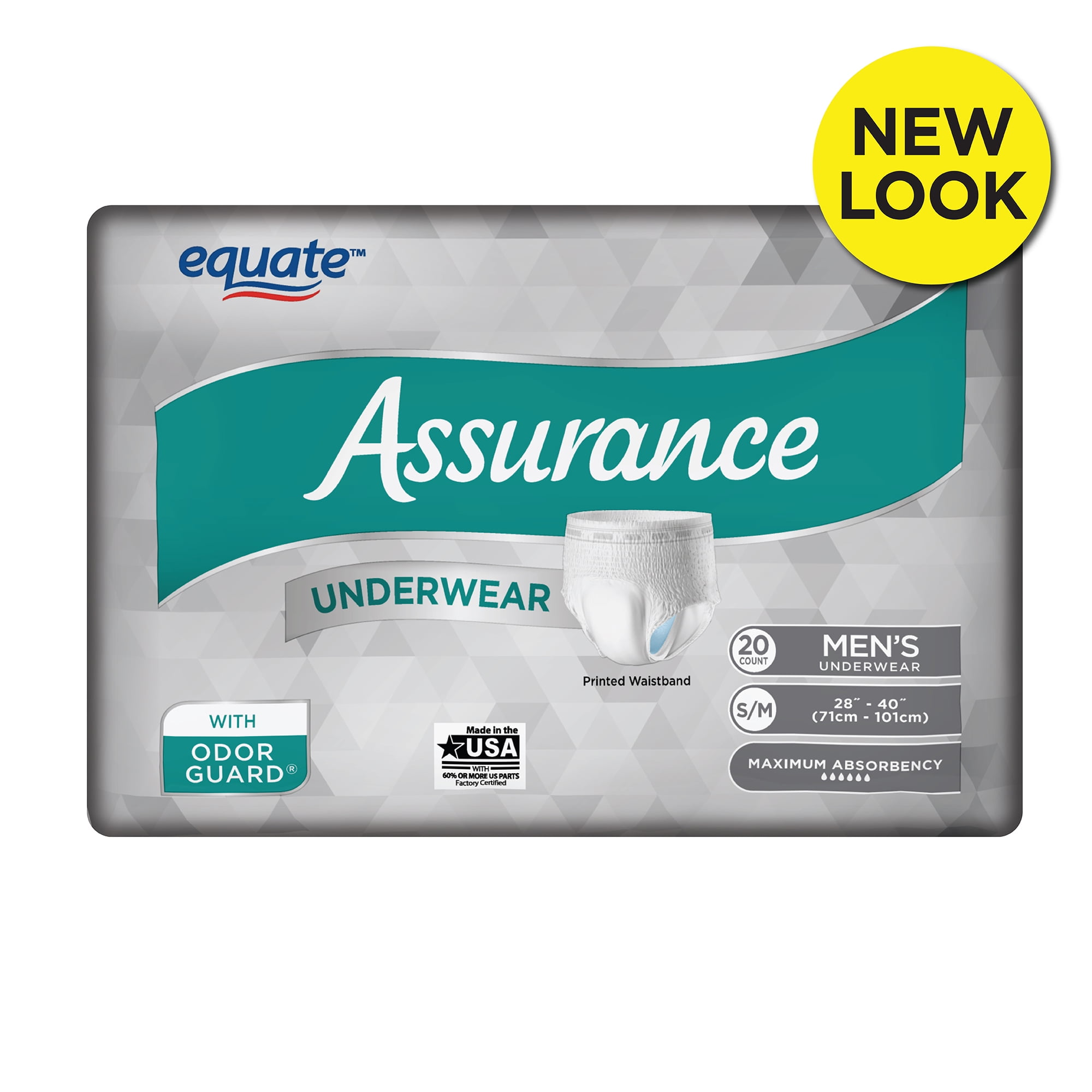 Equate Assurance Underwear for Men, Maximum, S/M, 20 Ct - Walmart.com