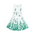 thumbnail image 4 of Girls Dress Green Casual Rose Flower Double Bow Tie 9-10 Years, 4 of 7