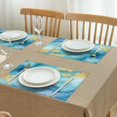 thumbnail image 3 of Blue and Gold Marble Wavy Veins Pattern Summer Placemats Table Placemats Set Of 4-Linen Kitchen Washable Placemats Table Mats 11.8"x17.7" Non-Slip Heat Resistant, 3 of 6