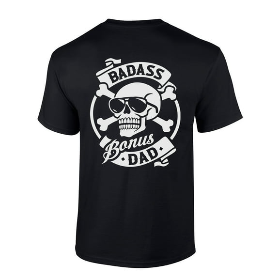 Mens Best Bonus Dad Ever Bonus Dad Skull Funny Step Dad Short Sleeve T-shirt Graphic Tee-Black-6xl