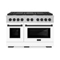 thumbnail image 2 of ZLINE Autograph Edition 48 in. 6.7 cu. ft. Paramount Double Oven Dual Fuel Range with 8 Burner Gas Cooktop in DuraSnow Stainless Steel with White Matte Doors and Matte Black Accents (SDRSZ-WM-48-MB), 2 of 2