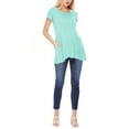 thumbnail image 4 of Women's A-Line Short Sleeve Relaxed Fit Round Neck Solid Tunic Top with Pockets, 4 of 4