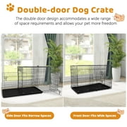 YRLLENSDAN 48 inch Dog Crate, Dog Crates and Kennels for Big Dog Foldable Large Dog Crate for Large Dogs with Handle Double-Door Outdoor Metal Wire Dog Cage with Plastic Tray for Medium Dogs, Black