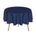 thumbnail image 6 of Sm:)e Stain and Wrinkle Resistant Fitable Navy Blue Table Cloth 60 Inch Round, Reusable and Washable Polyester Fabric Table Covers for Party, Wedding and Banquet Decoration 4ft Table, 6 of 8