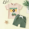 thumbnail image 2 of Gerichy Toddler Boys Clothes Baby Boy Outfit Sets Toddler Kids Boy Shorts Clothing Set 0 6 12 18 24 Months 2T 3T 4T Letter Tractor Print Short Sleeve Round Neck T-Shirt with Solid Shorts 2Pcs Outfit, 2 of 6