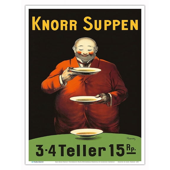Knorr Soups (Suppen) - 3-4 Plates for 15 cents - Vintage Advertising Poster by Leonetto Cappiello c.1934 - Master Art Print (Unframed) 9in x 12in