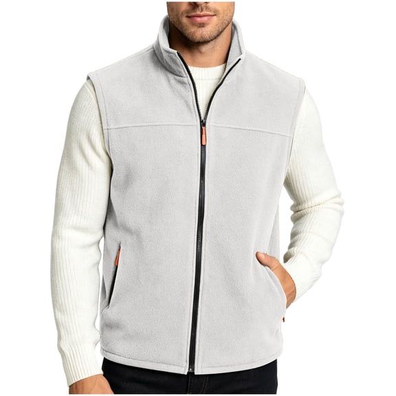 StSilkitty Sleeveless Vest for Men Full Zip Stand Collar Fleece Vest Jacket Outerwear with Pockets Lightweight Outdoor Waistcoat