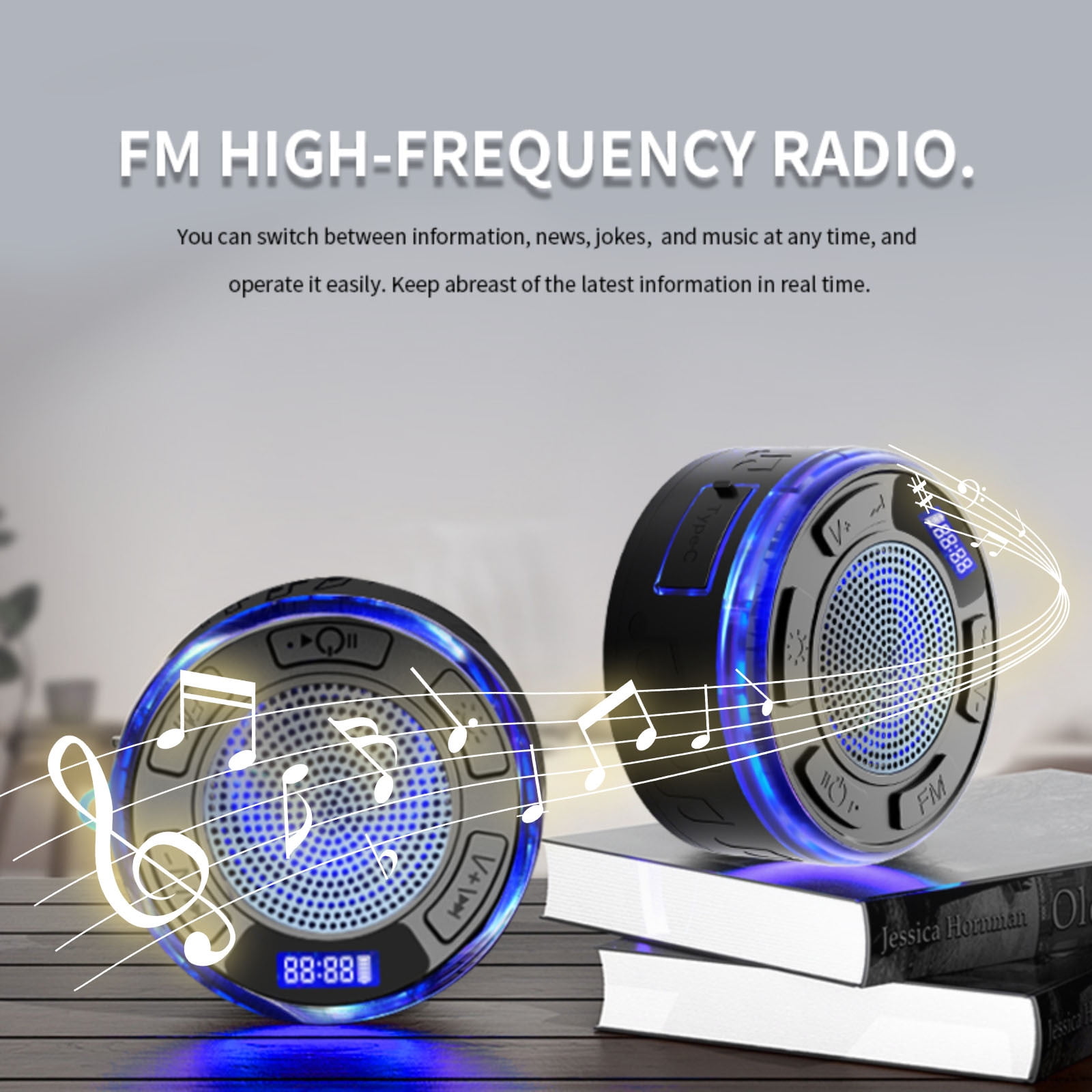 IPX7 Waterproof Bluetooth Speaker with Detachable Suction Cup, RGB Color Changing LED Shower Speaker, Portable Outdoor Speaker for Pool Beach and Camping, Wireless bluetooth audio