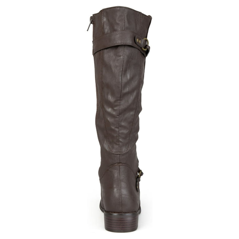 Brinley Co. Women's Extra Wide Calf Knee High Faux Leather Riding Boots 